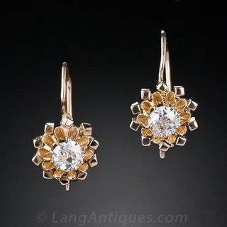 .35 Carat Antique Diamond Drop Earrings