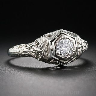 .35 Carat Art Deco Filigree Diamond Ring