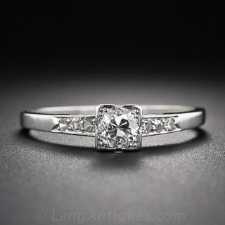 .35 Carat Art Deco Platinum and Diamond Engagement Ring