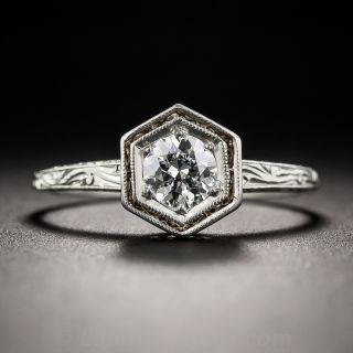 .35 Carat Art Deco Platinum Engagement Ring - 2