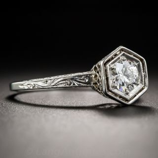 .35 Carat Art Deco Platinum Engagement Ring