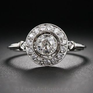 .35 Carat Center Diamond Art Deco Style Engagement Ring in Platinum