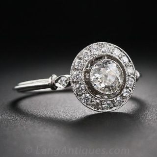 .35 Carat Center Diamond Art Deco Style Engagement Ring in Platinum