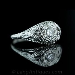 .35 Carat Diamond Bird Motif Filigree Ring