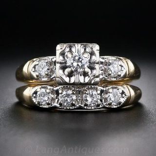 .35 Carat Diamond Mid-Century Wedding Set