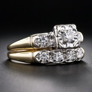 .35 Carat Diamond Mid-Century Wedding Set