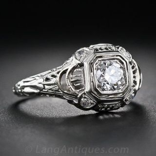 .35 Carat Diamond Vintage Filigree Ring, Circa 1920s