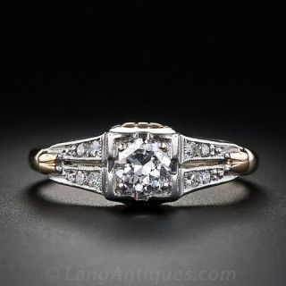 Vintage Diamond Gold Engagement Ring 