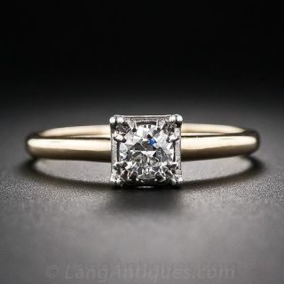 .35 Carat European-Cut Diamond Solitaire