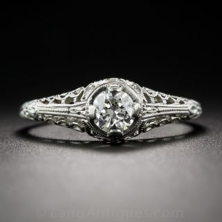 .35 Carat Platinum Solitaire Art Deco Diamond Engagement Ring
