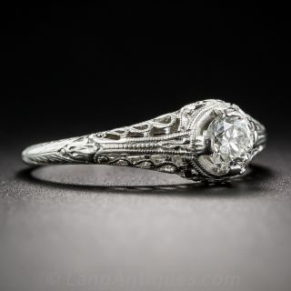 .35 Carat Platinum Solitaire Art Deco Diamond Engagement Ring