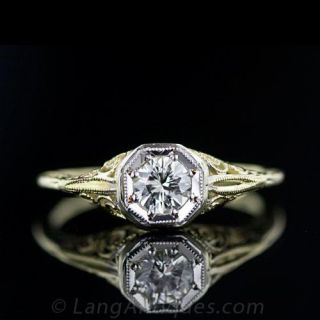 .35 Carat Vintage Diamond Filigree Engagement Ring