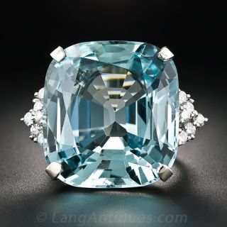38 Carat Aquamarine and Diamond Ring