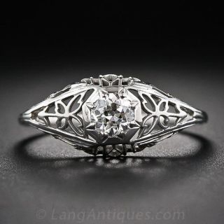 .38 Carat European-Cut Diamond Engagement Ring