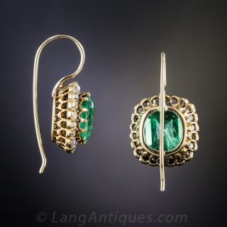 4.00 Carat Antique Emerald and Diamond Earrings