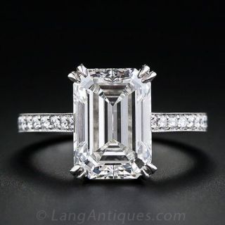 4.00 Carat Emerald-Cut Diamond Engagement Ring - GIA G SI1 