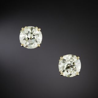 4.00 Carat European-Cut Diamond Stud Earrings - GIA N-P VS 1 - 1