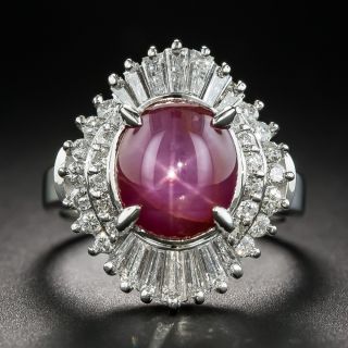 4.02 Carat Star Ruby and Diamond Ring - 1
