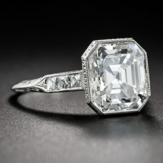 4.04 ct. Asscher-Cut Diamond and Platinum Ring GIA H/VS1