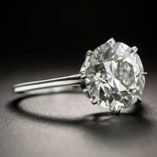 4.07 Carat European-Cut Diamond and Platinum Ring - GIA K SI2