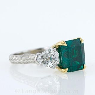 4.13 Carat Fine Columbian Emerald and Diamond Ring
