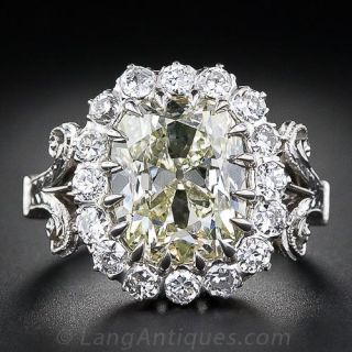 4.14 Carat Antique Cushion Diamond Ring