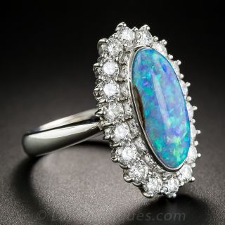 4.18 Carat Black Opal Platinum Diamond Ring