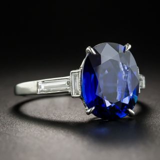 4.18 Carat Ceylon Sapphire Platinum Diamond Ring - GIA