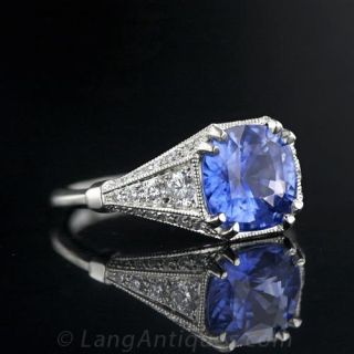 4.18 ct. Sapphire and Diamond Ring in Platinum - French