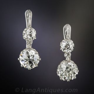 4.20 Carat Diamond Vintage Drop Earrings