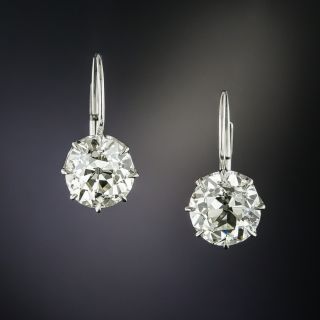 2.09 & 2.11 Carats European-Cut Diamond Earrings - GIA - 1