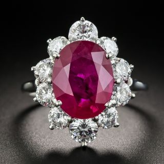 4.23 Carat Burma Ruby Platinum Diamond Ring - GIA - 1