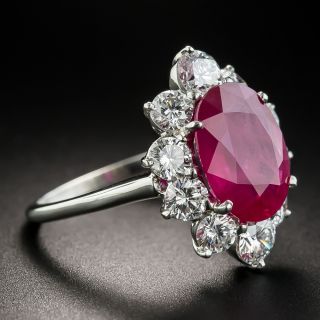4.23 Carat Burma Ruby Platinum Diamond Ring - GIA