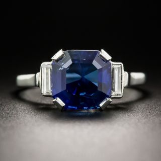 4.32 Carat Octagonal No-Heat Ceylon Sapphire Diamond Ring from Sweden