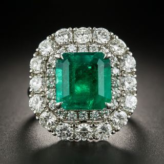 4.38 Carat Colombian Emerald Diamond Platinum Ring - 3