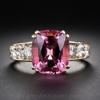 4.43 Carat Pink Tourmaline and Diamond Ring