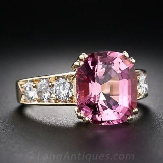 4.43 Carat Pink Tourmaline and Diamond Ring