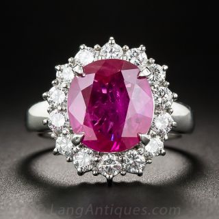 4.48 Carat Burma Ruby, Platinum and Diamond Ring
