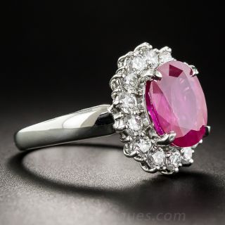 4.48 Carat Burma Ruby, Platinum and Diamond Ring