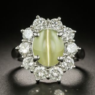 4.48 Carat Cat's-Eye Chrysoberyl and Diamond Halo Ring - 2
