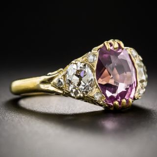 4.50 Carat Natural Pink Sapphire and Diamond Vintage Style Ring