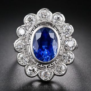 4.50 Carat Sapphire Platinum and Diamond Ring