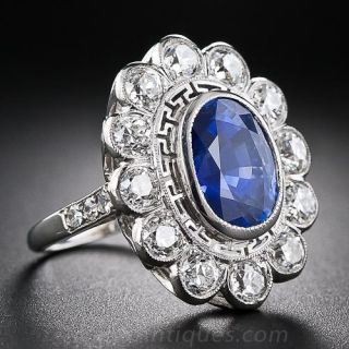 4.50 Carat Sapphire Platinum and Diamond Ring