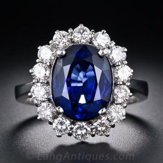 4.51 Carat Sapphire and Diamond Estate Ring
