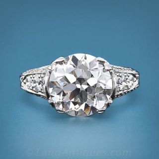 4.51 ct. Edwardian Style Diamond and Platinum Engagement Ring