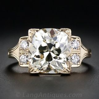 4.56 Carat Antique Cushion Cut Diamond Ring
