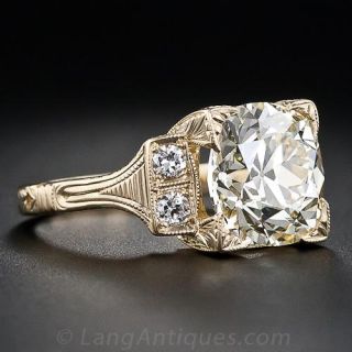 4.56 Carat Antique Cushion Cut Diamond Ring
