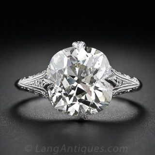 4.63 Carat Antique Cushion Diamond Ring