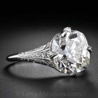 4.63 Carat Antique Cushion Diamond Ring