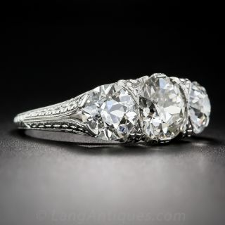 4.65 Carat Total Edwardian Three-Stone Diamond Ring